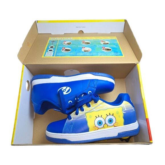Heelys Split Spongebob Squarepants Blue & Yellow Roller Heeled Sneakers Size Y5 - Picture 10 of 12